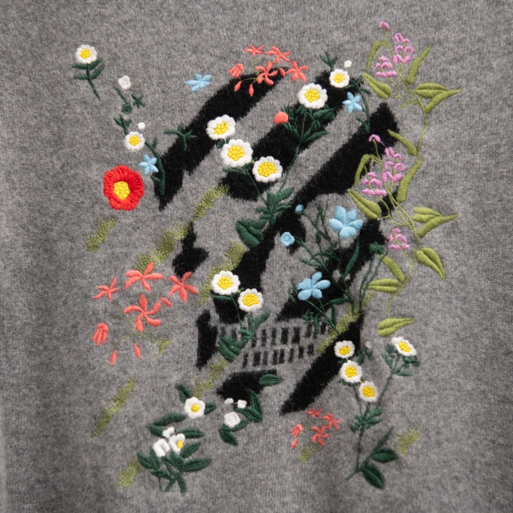 Skull Cashmere NEW Embroidered Floral Sweater Edgy GothGirl Dark Whimsigoth Boho